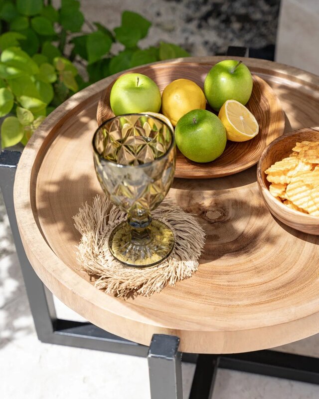 Bazar Bizar Antwerp De Fringe raffia-onderzetter - naturel