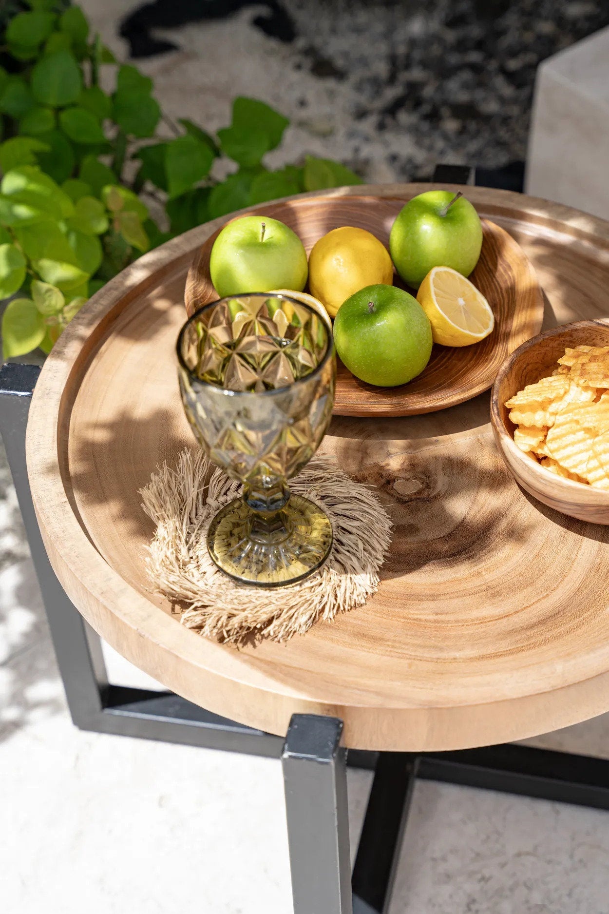 Bazar Bizar Antwerp De Fringe raffia-onderzetter - naturel