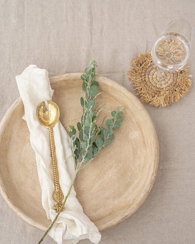 Bazar Bizar Antwerp De Fringe raffia-onderzetter - naturel