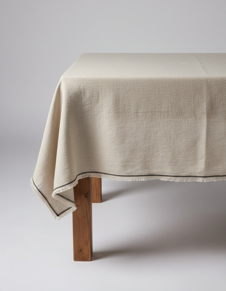 Bazar Bizar Antwerp Toscane tafelkleed - naturel zwart - 150x300