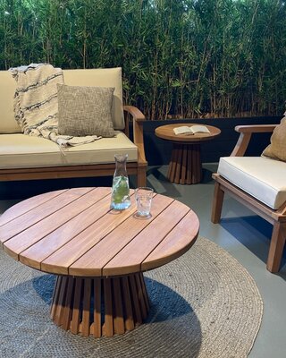 Livingfurn Cindo Tuintafel | Teakhout | H38 x D80 cm