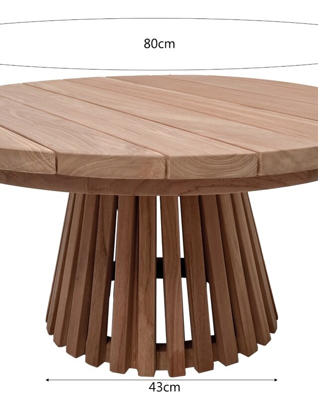 Livingfurn Cindo Tuintafel | Teakhout | H38 x D80 cm