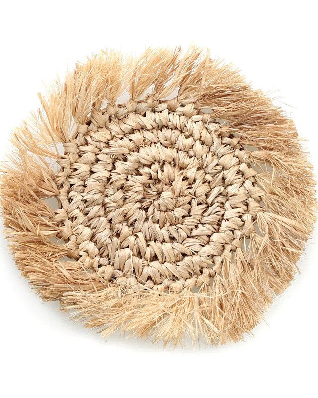 Bazar Bizar Antwerp De Fringe raffia-onderzetter - naturel