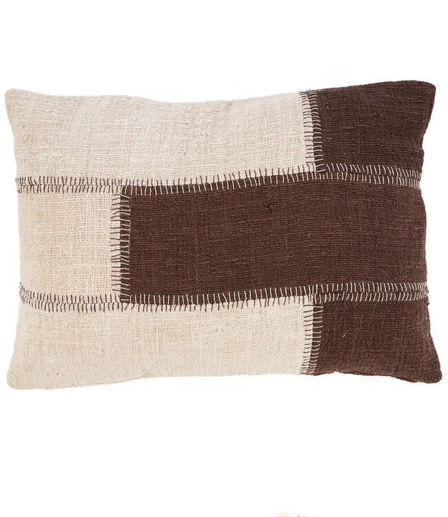 Bazar Bizar Antwerp De Cocoa patchwork-kussenhoes - natuurlijk bruin