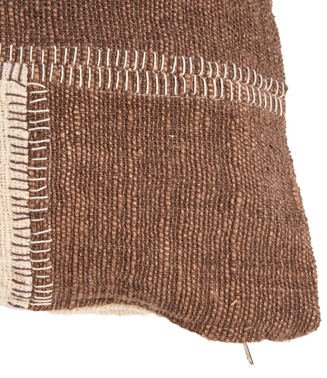 Bazar Bizar Antwerp De Cocoa patchwork-kussenhoes - natuurlijk bruin