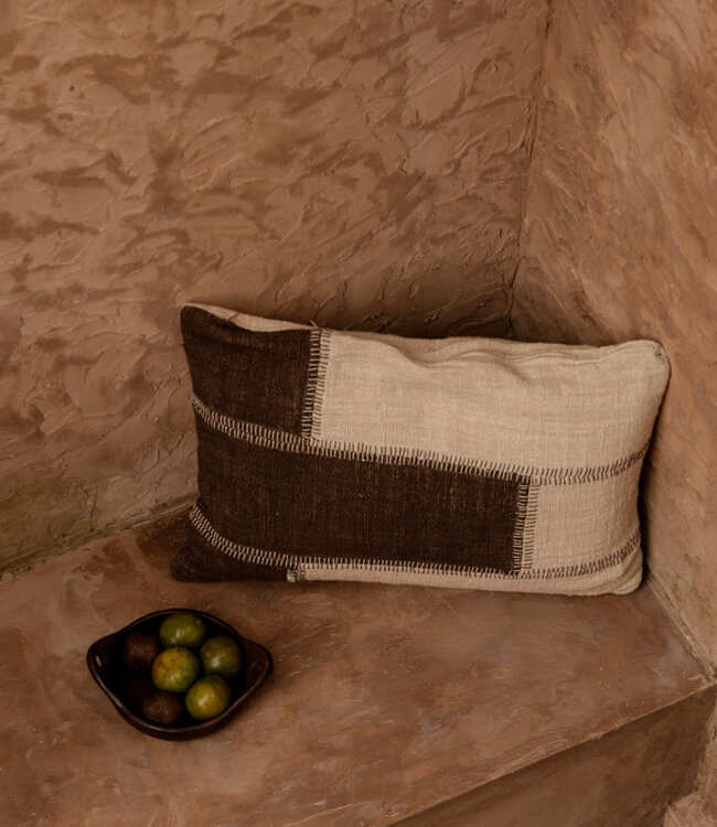 Bazar Bizar Antwerp De Cocoa patchwork-kussenhoes - natuurlijk bruin