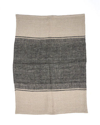Bazar Bizar Antwerp The Linen Moody keukendoek - naturel zwart - 50x70 cm