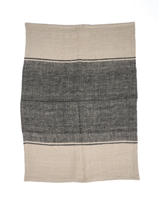 Bazar Bizar Antwerp The Linen Moody keukendoek - naturel zwart - 50x70 cm