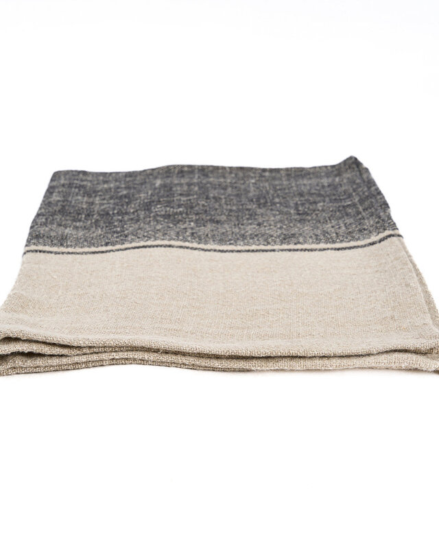 Bazar Bizar Antwerp The Linen Moody keukendoek - naturel zwart - 50x70 cm