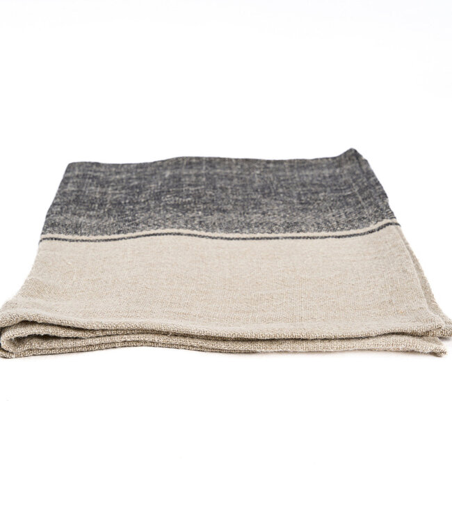 Bazar Bizar Antwerp The Linen Moody keukendoek - naturel zwart - 50x70 cm