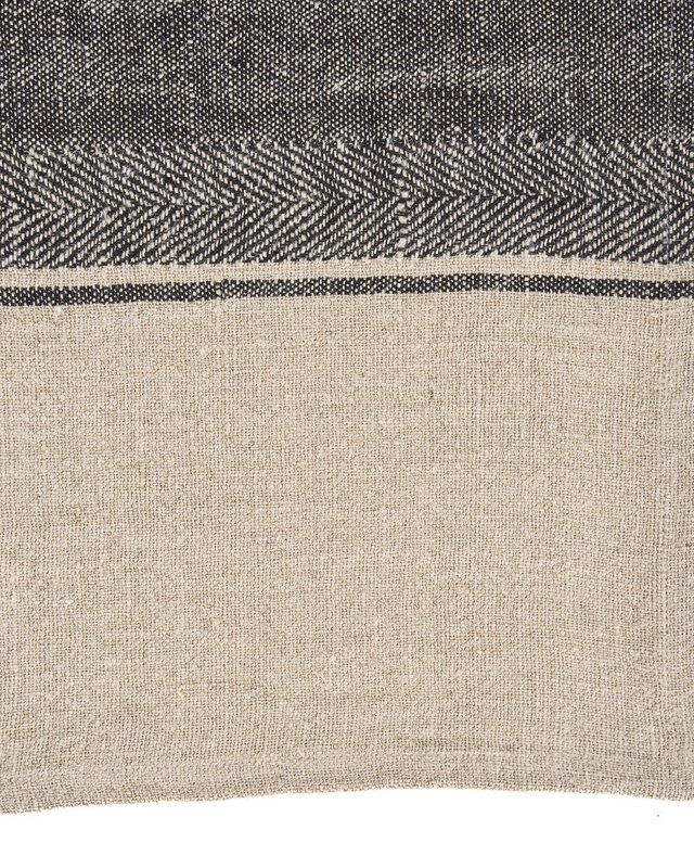 Bazar Bizar Antwerp The Linen Moody keukendoek - naturel zwart - 50x70 cm