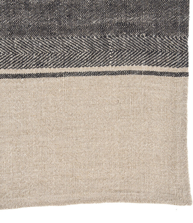 Bazar Bizar Antwerp The Linen Moody keukendoek - naturel zwart - 50x70 cm
