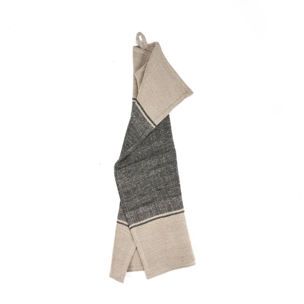 Bazar Bizar Antwerp The Linen Moody keukendoek - naturel zwart - 50x70 cm