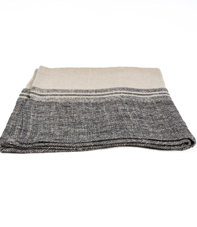 Bazar Bizar Antwerp The Linen Moody keukendoek - naturel zwart - 50x70 cm