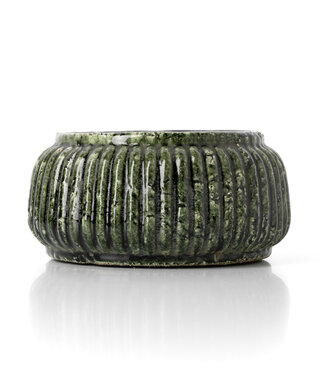 Bazar Bizar Antwerp The Forest geribbelde komvormige plantenbak - bosgroen - laag