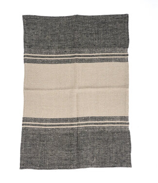 Bazar Bizar Antwerp The Linen Dash keukendoek - naturel zwart - 50x70