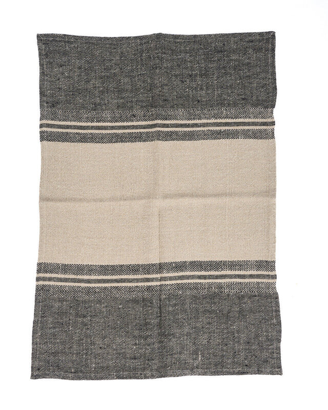 Bazar Bizar Antwerp The Linen Dash keukendoek - naturel zwart - 50x70