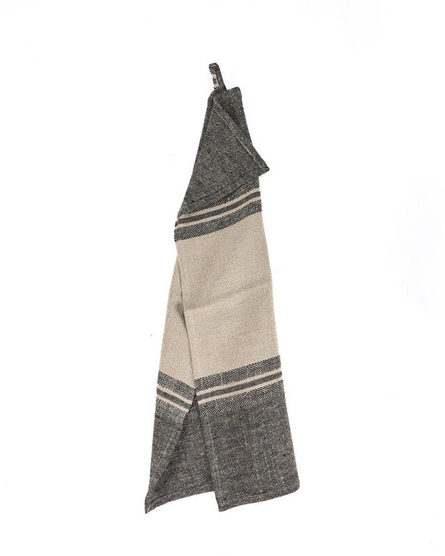 Bazar Bizar Antwerp The Linen Dash keukendoek - naturel zwart - 50x70