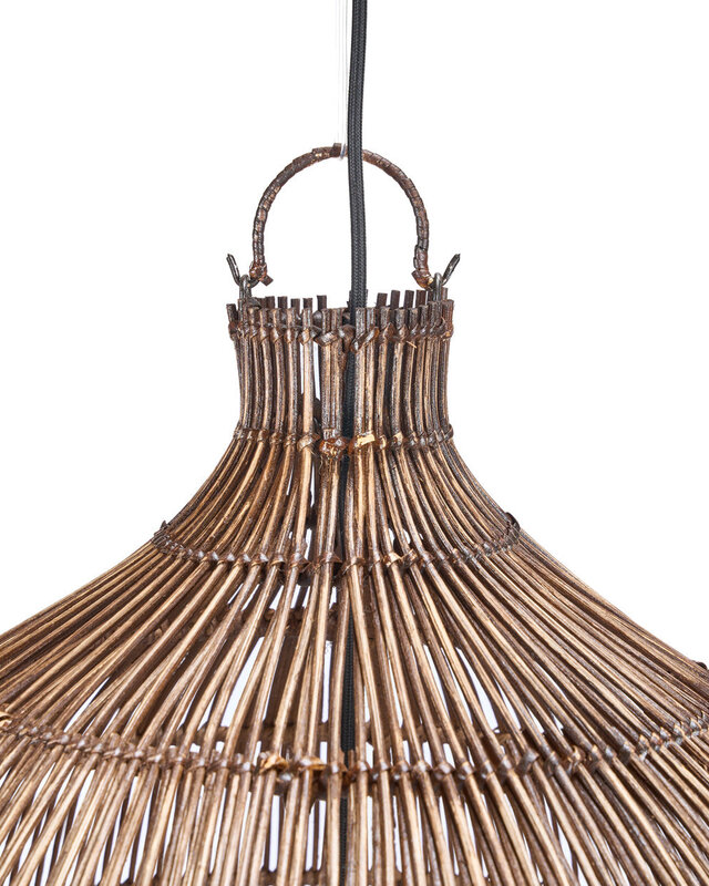 Bazar Bizar Antwerp De gevlochten belvormige hanglamp - Donker walnoot - XL