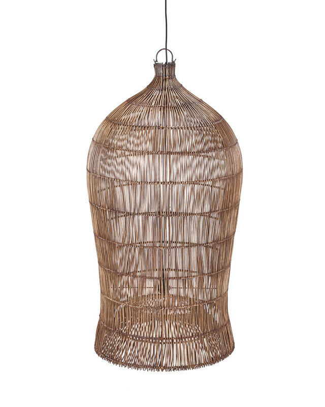 Bazar Bizar Antwerp De gevlochten belvormige hanglamp - Donker walnoot - XL