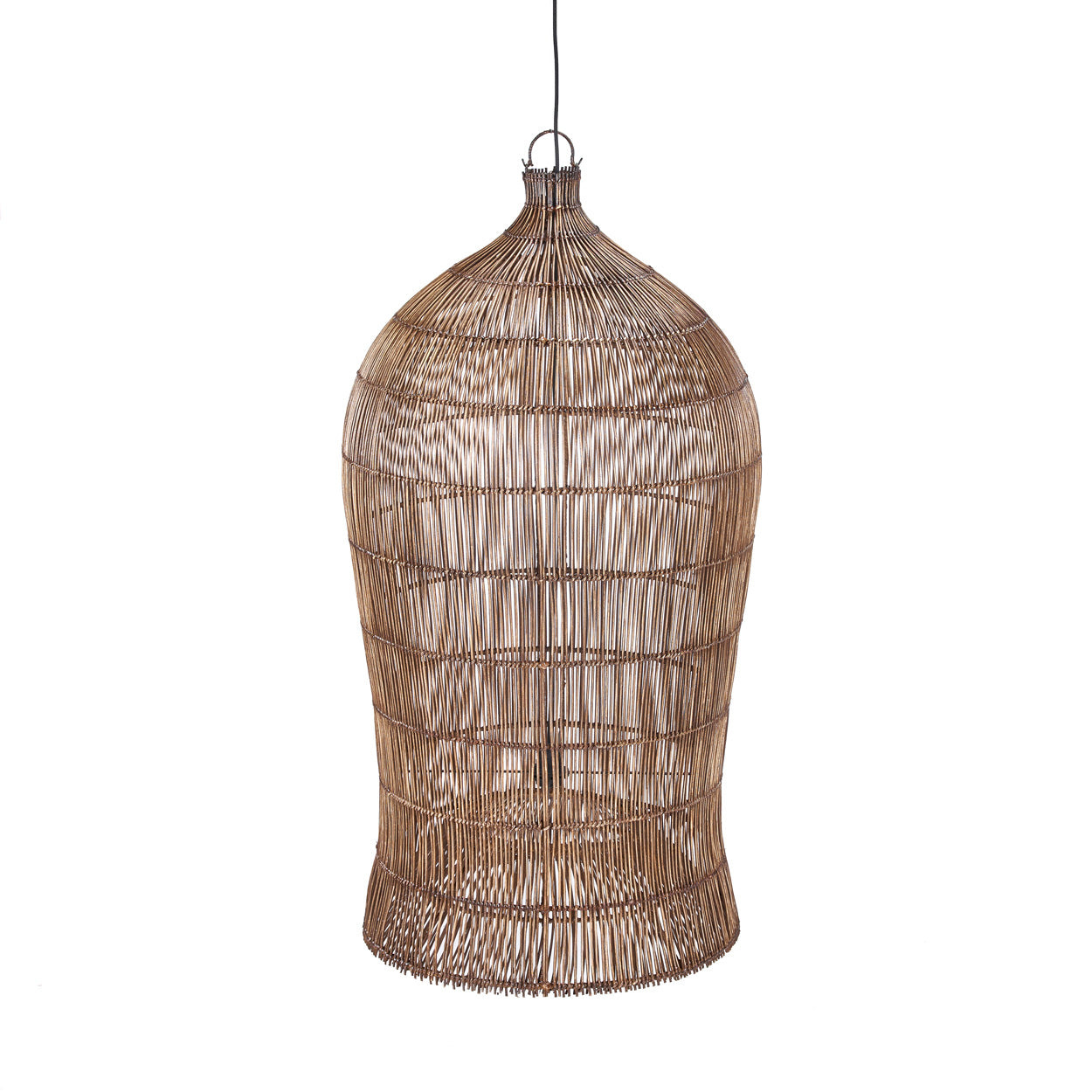 Bazar Bizar Antwerp De gevlochten belvormige hanglamp - Donker walnoot - XL