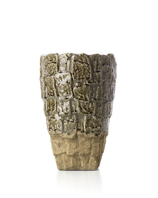 Bazar Bizar Antwerp Vaas met rotsstructuur - Grijze steen - L - 36x25x25 cm