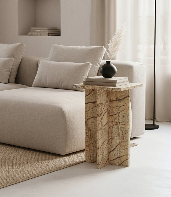 Raw Materials Amsterdam Seoel Marmeren Bijzettafel | Bizar | 35x35x50 cm