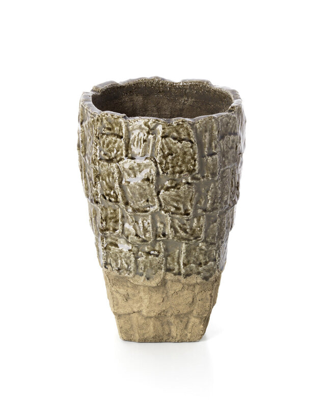 Bazar Bizar Antwerp Vaas met rotsstructuur - Grijze steen - L - 36x25x25 cm