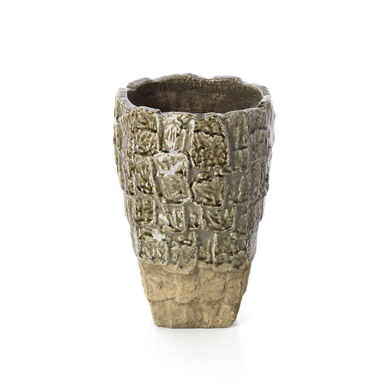 Bazar Bizar Antwerp Vaas met rotsstructuur - Grijze steen - L - 36x25x25 cm