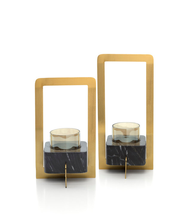 Bazar Bizar Antwerp De Marbre d’Or Kandelaar - Goud Zwart - L