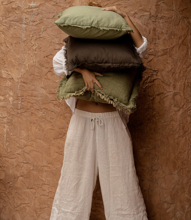 Bazar Bizar Antwerp De Jungle Franje kussenhoes - groen - 50x50 cm