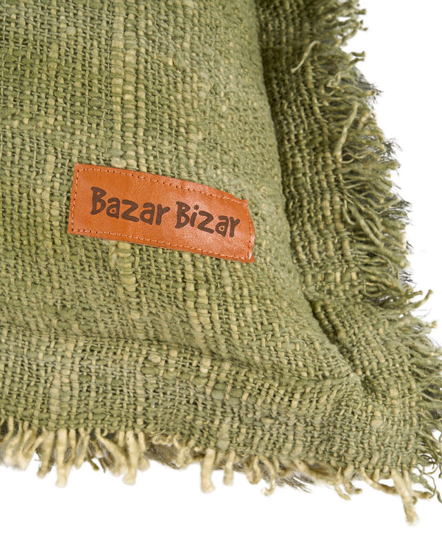 Bazar Bizar Antwerp De Jungle Franje kussenhoes - groen - 50x50 cm