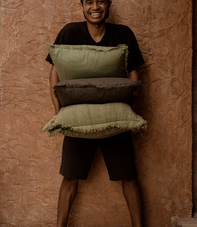 Bazar Bizar Antwerp De Jungle Franje kussenhoes - groen - 50x50 cm