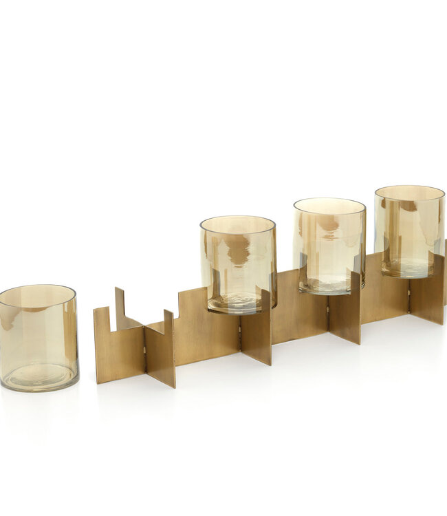 Bazar Bizar Antwerp De Quarta kandelaar - goud - H16,5xB53xD13 cm