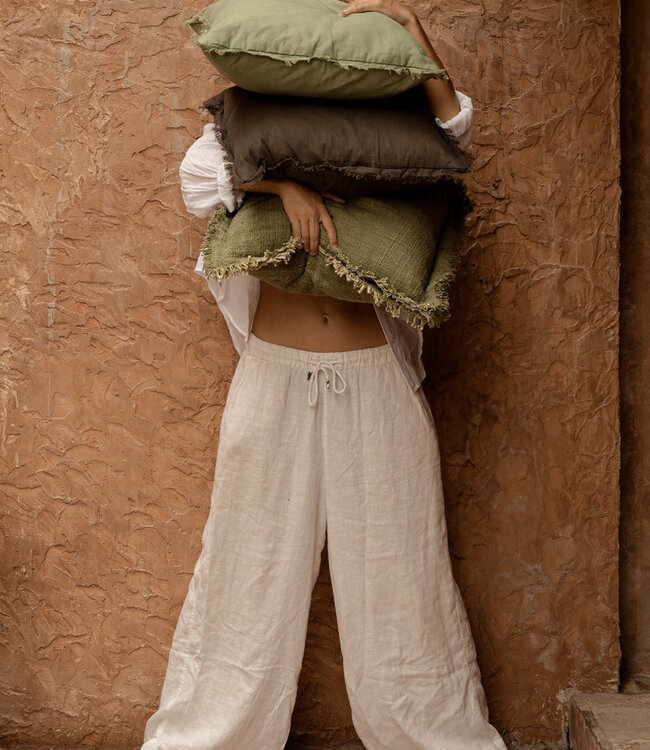 Bazar Bizar Antwerp De Jungle Franje kussenhoes - groen - 50x50 cm