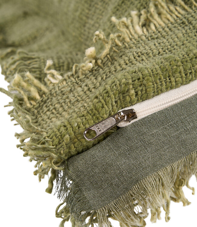 Bazar Bizar Antwerp De Jungle Franje kussenhoes - groen - 50x50 cm