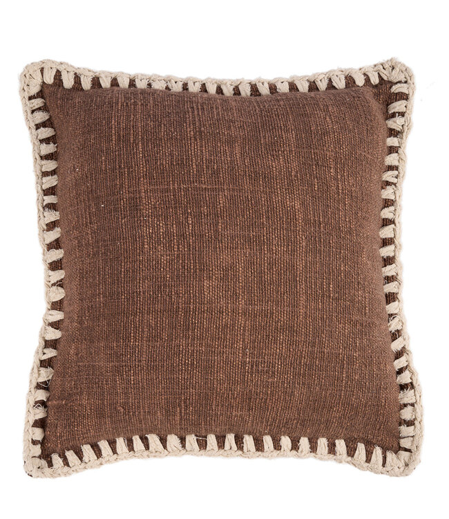 Bazar Bizar Antwerp De Espresso Edge kussenhoes - bruin-wit - 50x50 cm