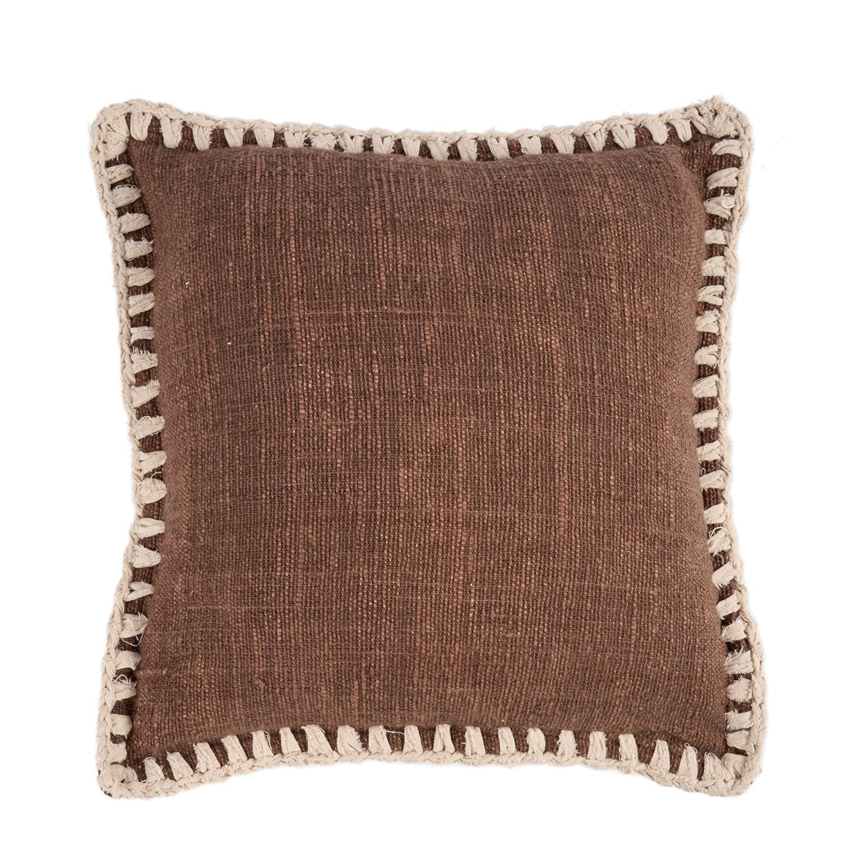 Bazar Bizar Antwerp De Espresso Edge kussenhoes - bruin-wit - 50x50 cm