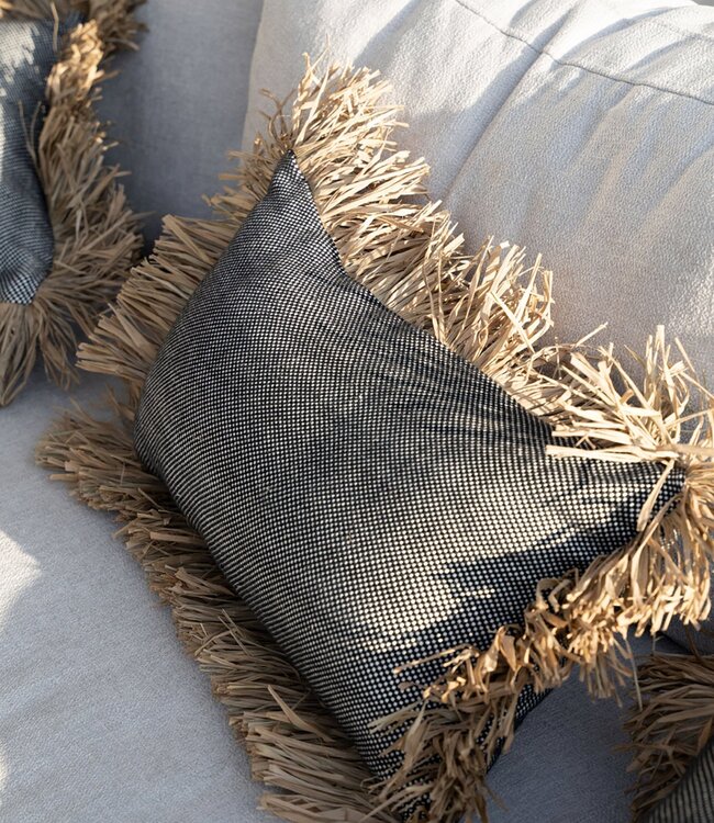 Bazar Bizar Antwerp De Cotton Bonita kussenhoes - Natural Black - 30x50 cm