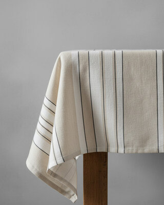 Bazar Bizar Antwerp Provence tafelkleed - naturel zwart-wit - 150x300
