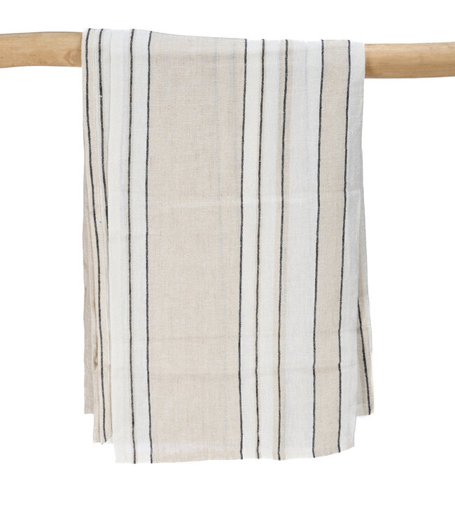 Bazar Bizar Antwerp Provence tafelkleed - naturel zwart-wit - 150x300