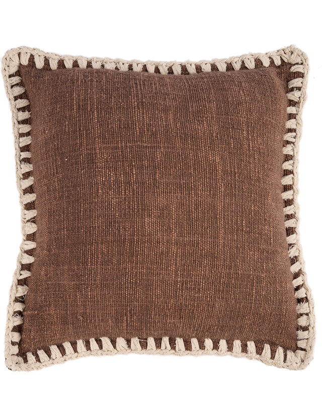 Bazar Bizar Antwerp De Espresso Edge kussenhoes - bruin-wit - 50x50 cm