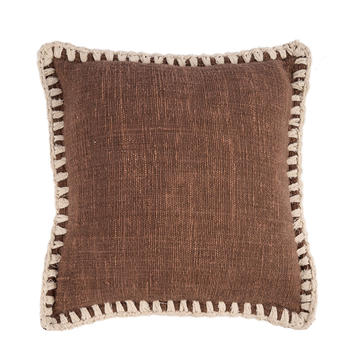 Bazar Bizar Antwerp De Espresso Edge kussenhoes - bruin-wit - 50x50 cm