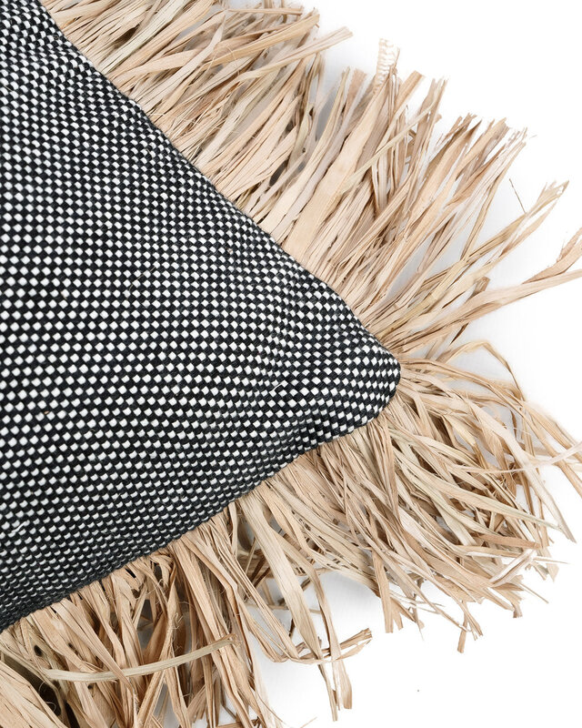 Bazar Bizar Antwerp De Cotton Bonita kussenhoes - Natural Black - 30x50 cm