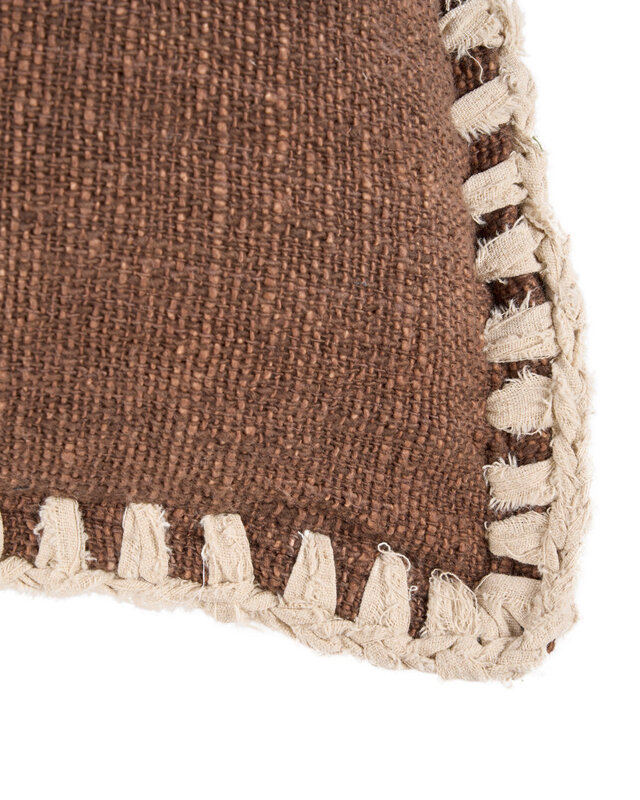 Bazar Bizar Antwerp De Espresso Edge kussenhoes - bruin-wit - 50x50 cm