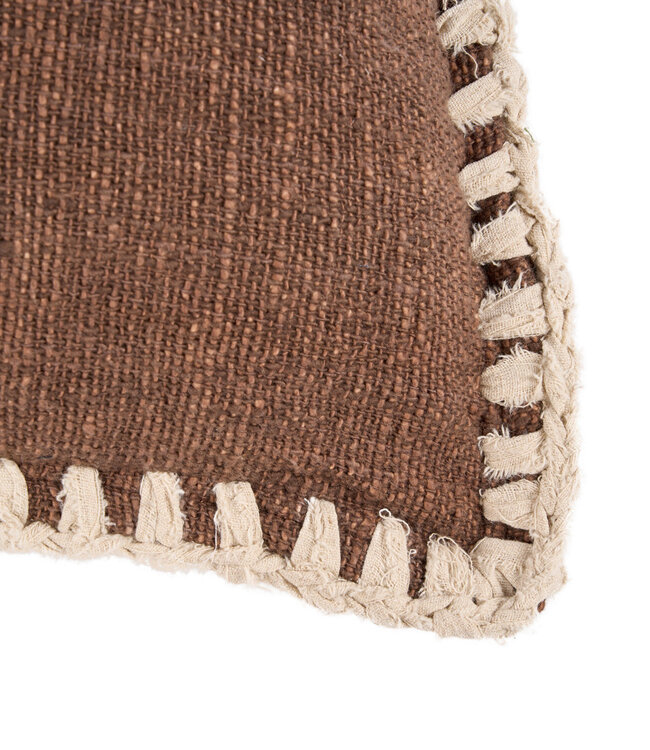 Bazar Bizar Antwerp De Espresso Edge kussenhoes - bruin-wit - 50x50 cm