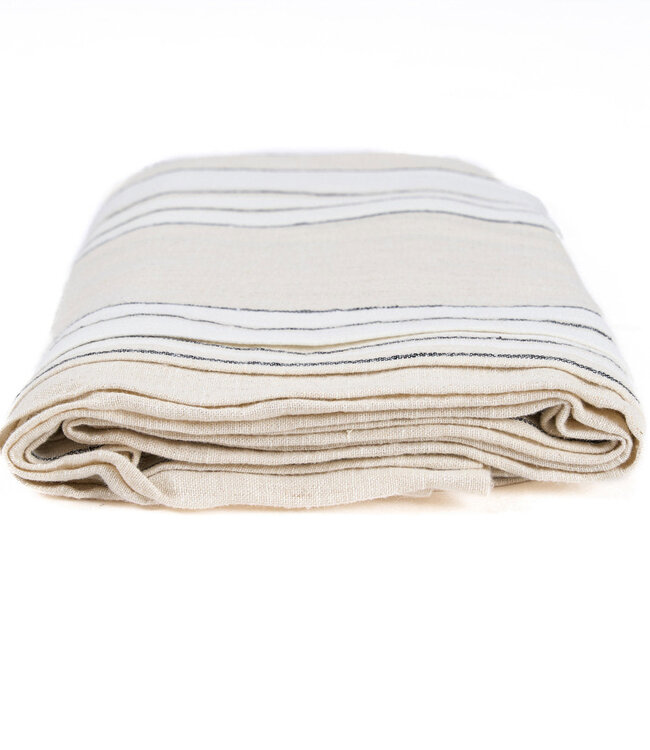 Bazar Bizar Antwerp Provence tafelkleed - naturel zwart-wit - 150x300