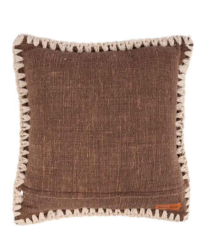 Bazar Bizar Antwerp De Espresso Edge kussenhoes - bruin-wit - 50x50 cm