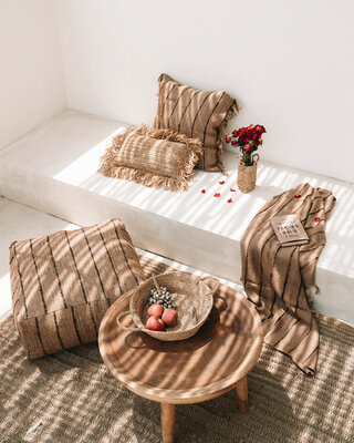 Bazar Bizar Antwerp Raffia mandjes - naturel - S - H16 x D35 cm