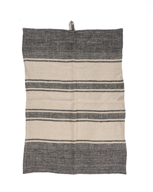 Bazar Bizar Antwerp De linnen Smudge keukendoek - natuurlijk zwart - 50x70